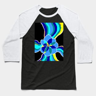 Flower Waves in Black Baseball T-Shirt